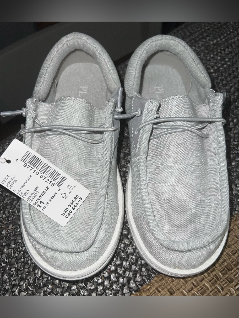 The Children's Place Light Gray Canvas Slip-On Sneakers